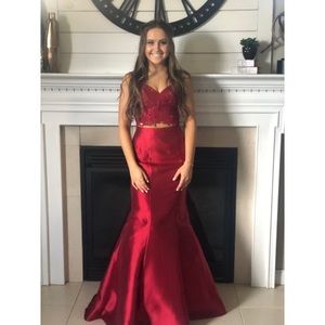 Red Prom Two-piece Dress